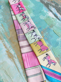 Pastel Stripe & Horse Print Scarf – 34”
