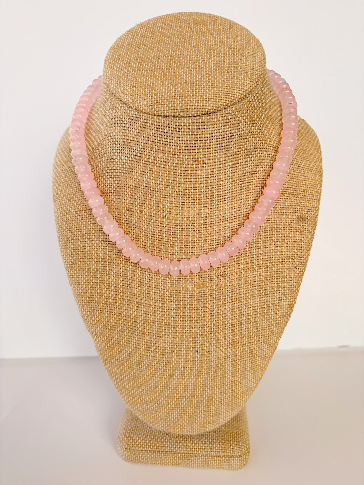 Light Pink Rondelle Necklace – 15.5” + Extender