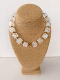 Clear Cube Bead Necklace with Gold Spacers – 16”