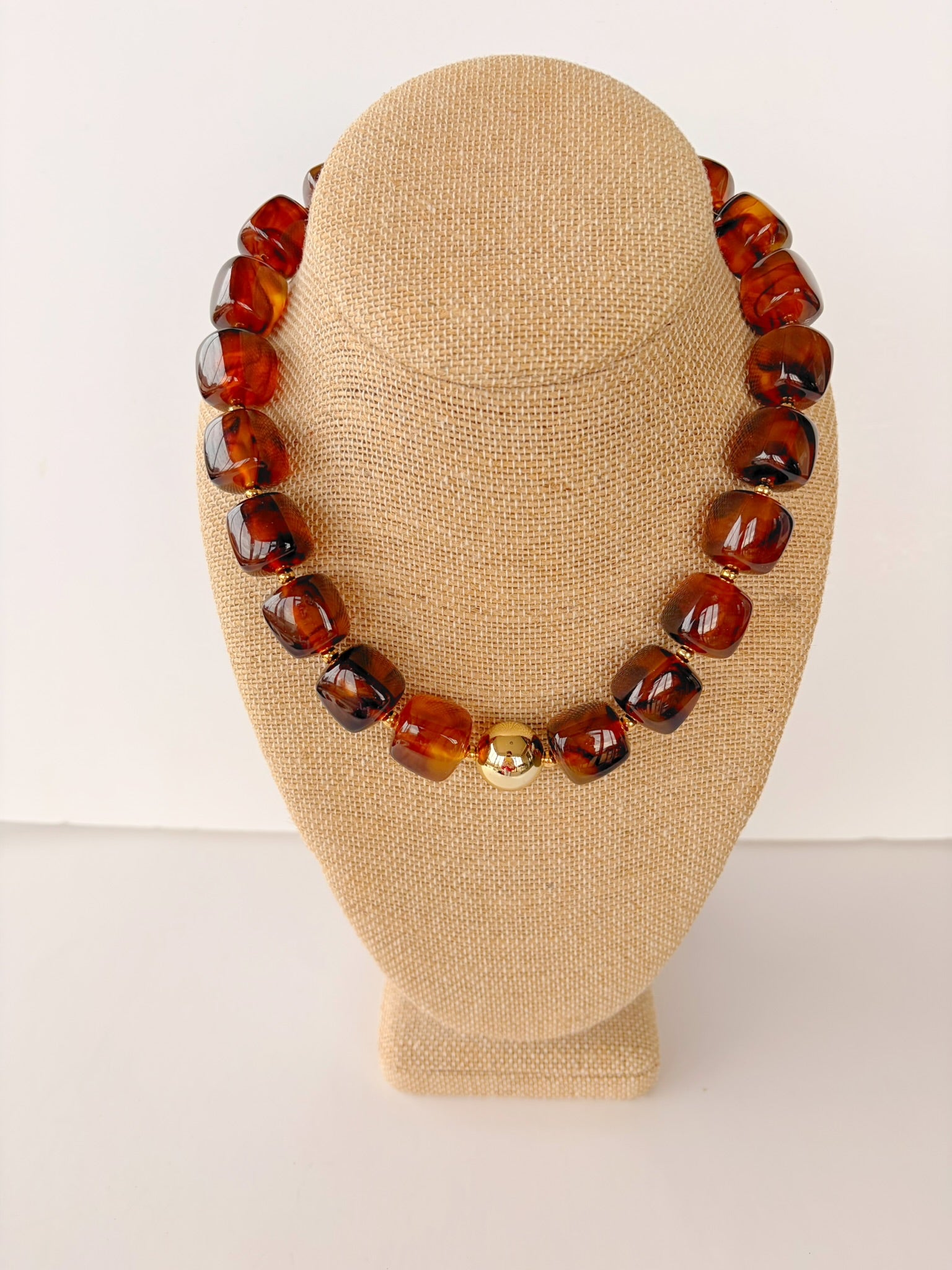 Brown Cube Bead Necklace – 16”
