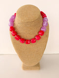 Purple & Pink Cube Bead Necklace – 16”