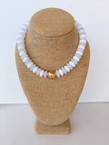 White & Gold Rondelle Necklace – 16”