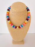 Dark Multi Rondelle & Gold Ball Necklace – 16”