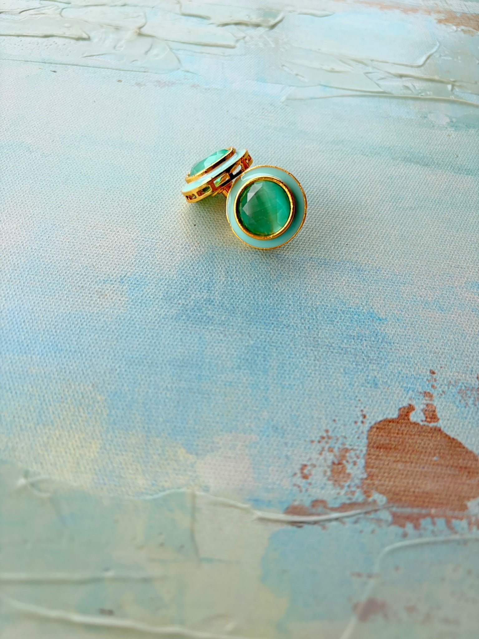 Green Stone Stud Earrings