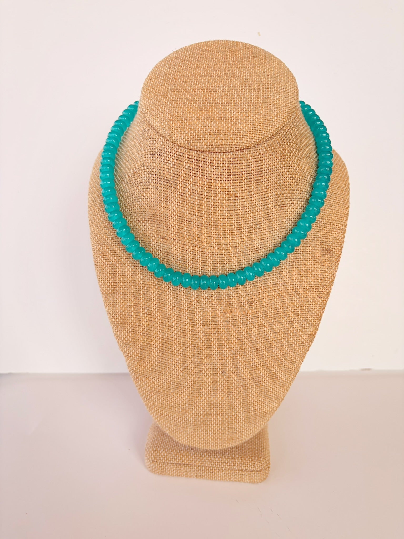 Teal Rondelle Necklace – 15.5” + Extender