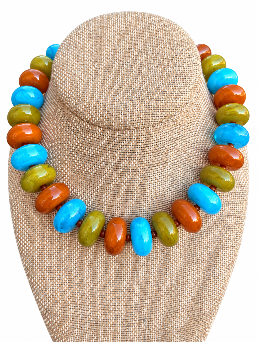 The Gingerbread & Blue Skies Rondelle Necklace