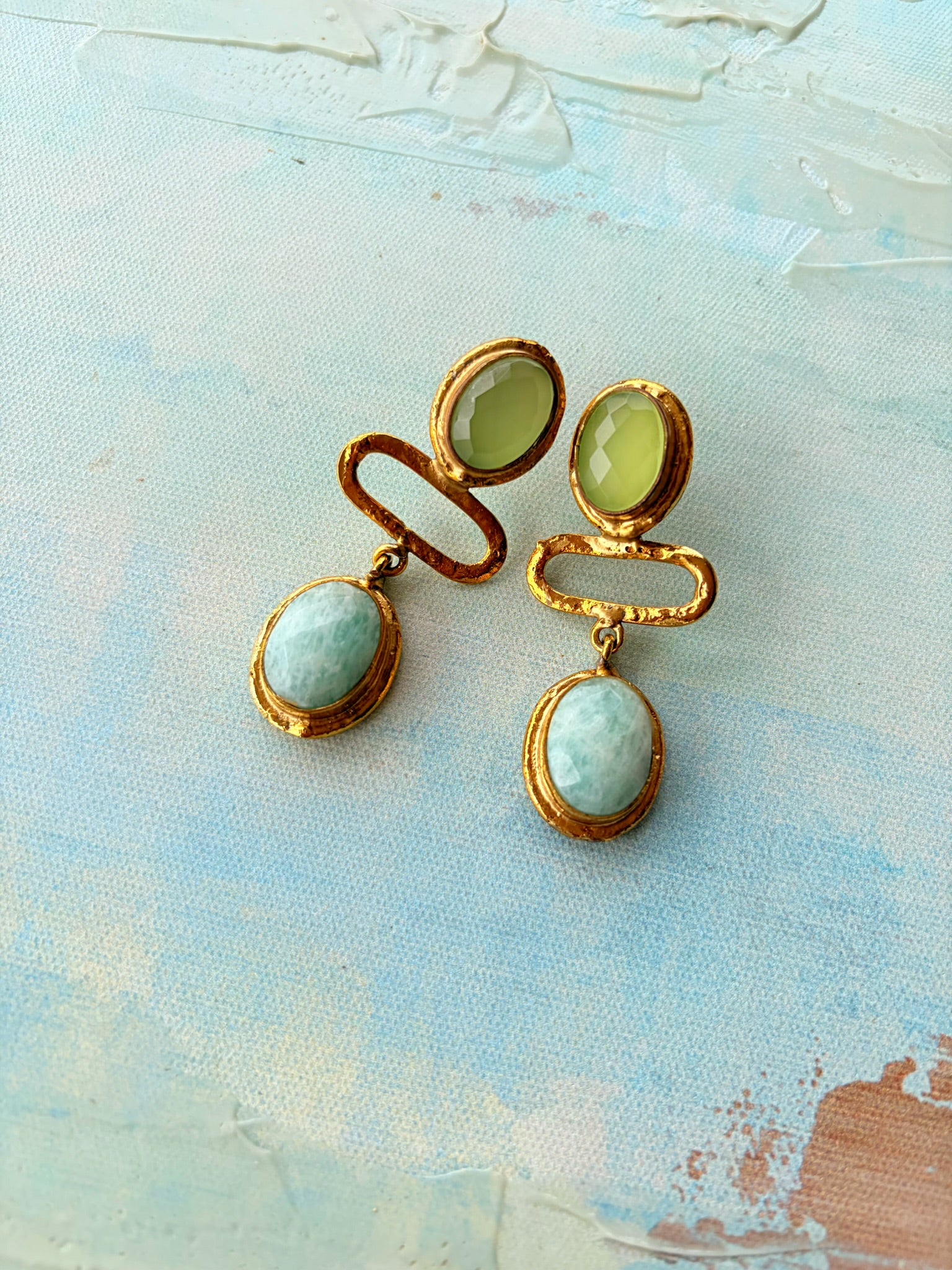Two-Stone Gold Drop Earrings