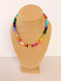Rainbow Rondelle Necklace with Bezel Bead – 16” + Extender