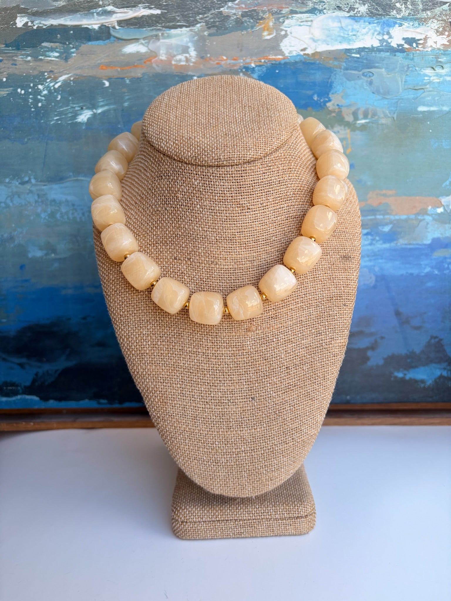 Ivory Cube Bead Necklace – 16” + Extender