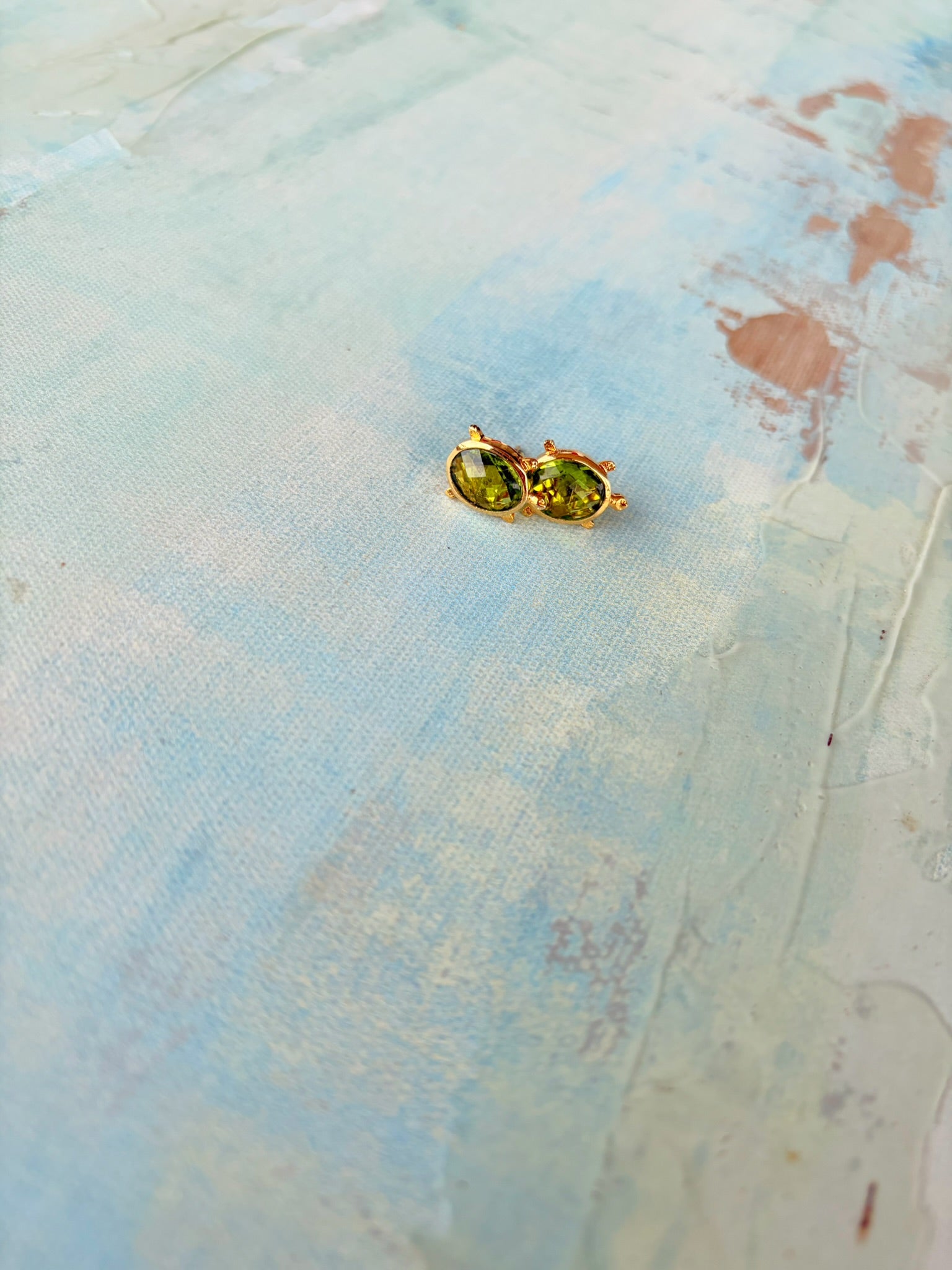Green Stone Stud Earrings