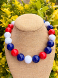 Red, white, blue bauble necklace