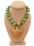 Olive & Gold Heart Necklace