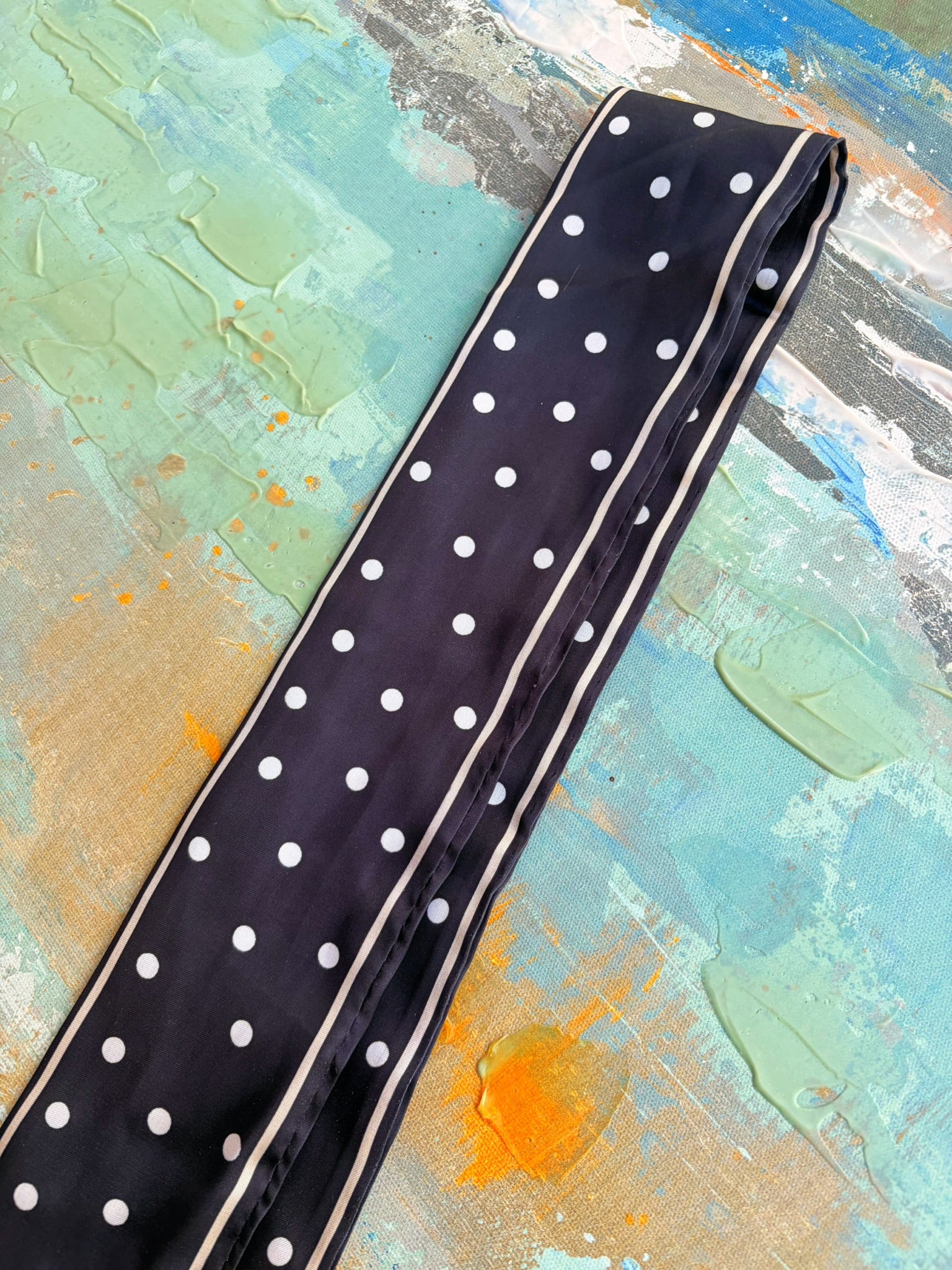 Black & White Polka Dot Scarf – 34”