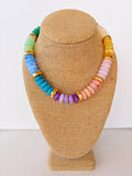 Multi-Color Rondelle & Gold Necklace – 16”