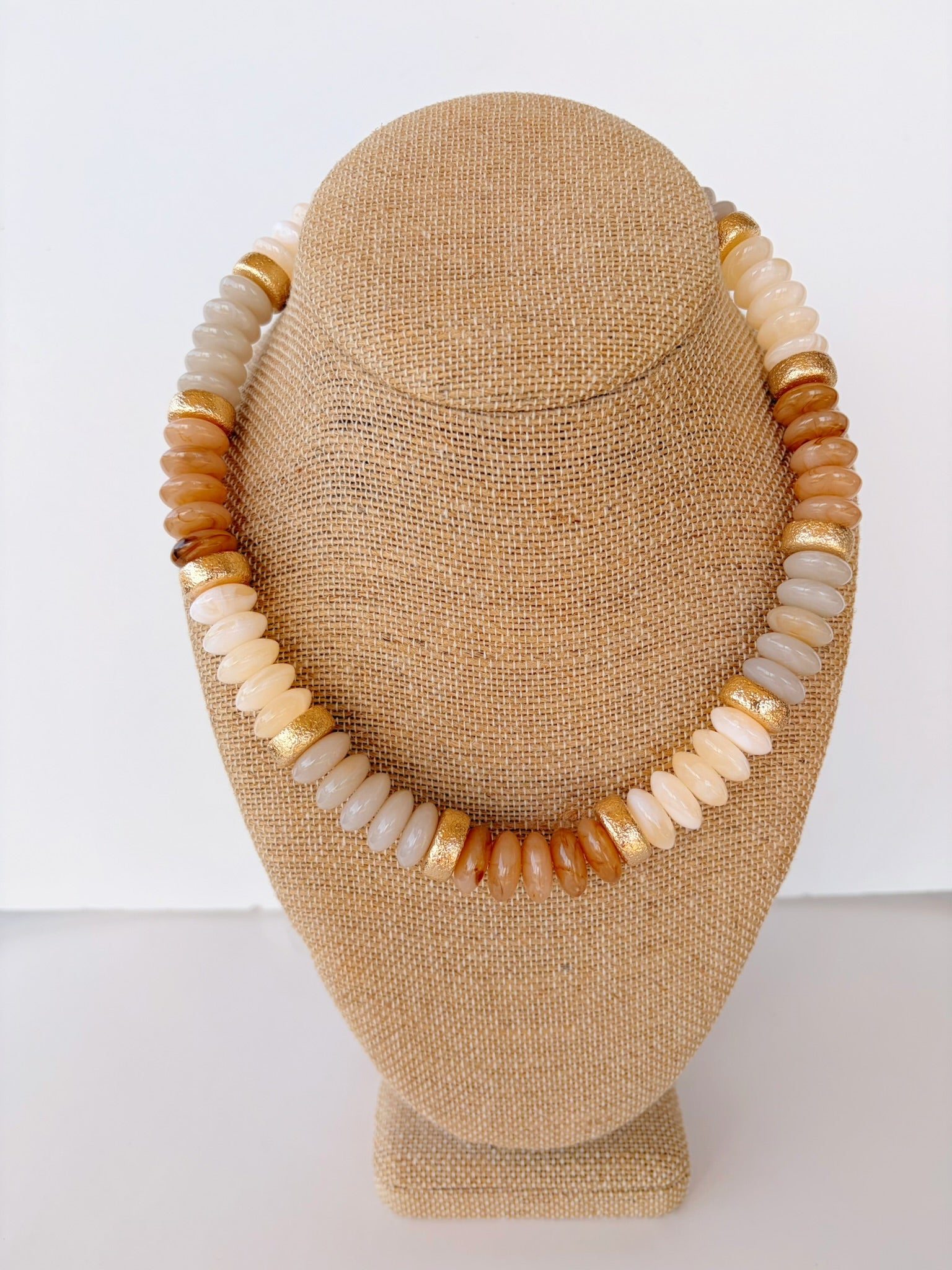 Neutral Gold Accent Rondelle Necklace – 16”