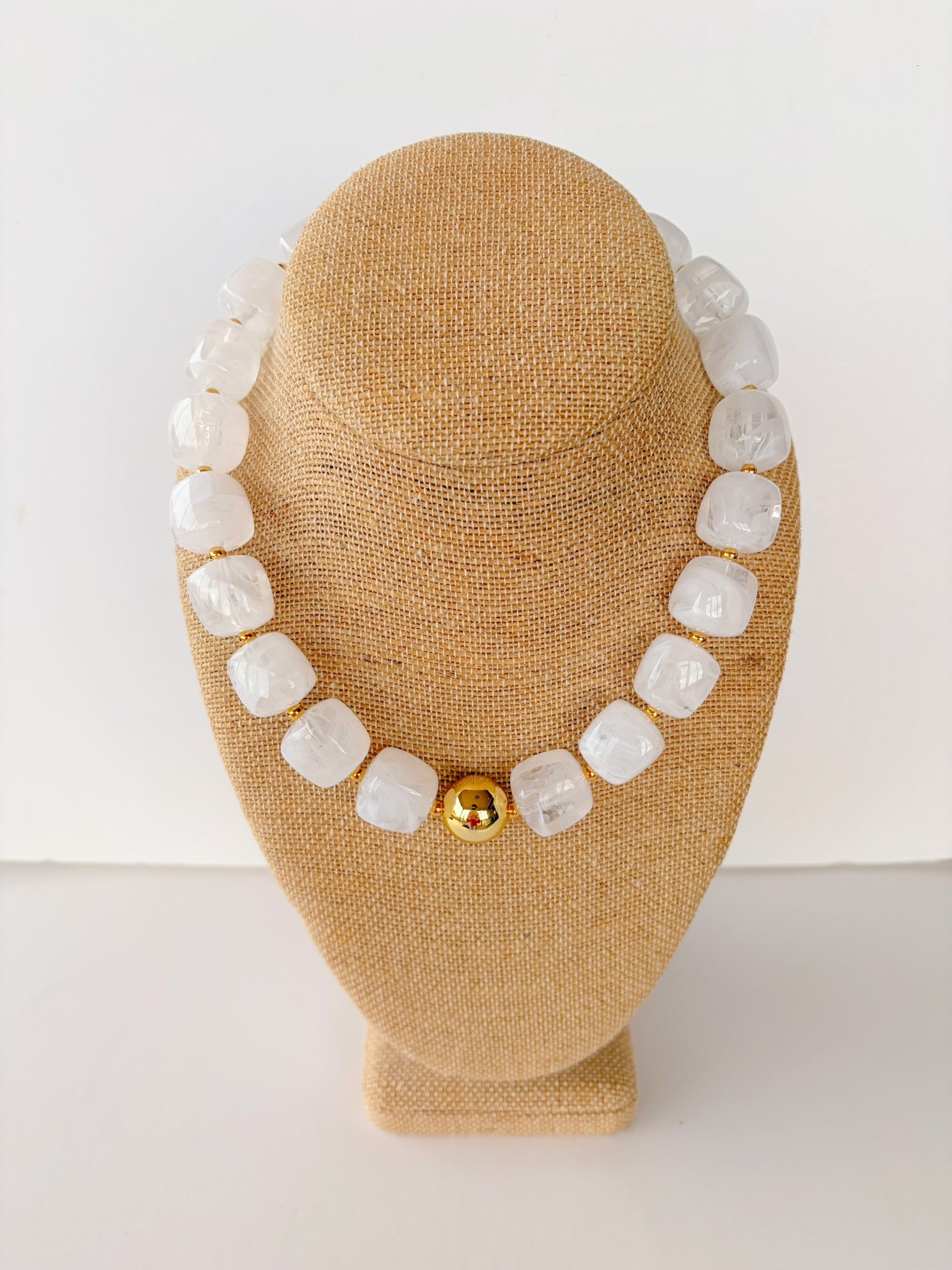 Clear Cube Bead Necklace – 16”