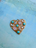 Pink & Turquoise Stone Heart Pendant