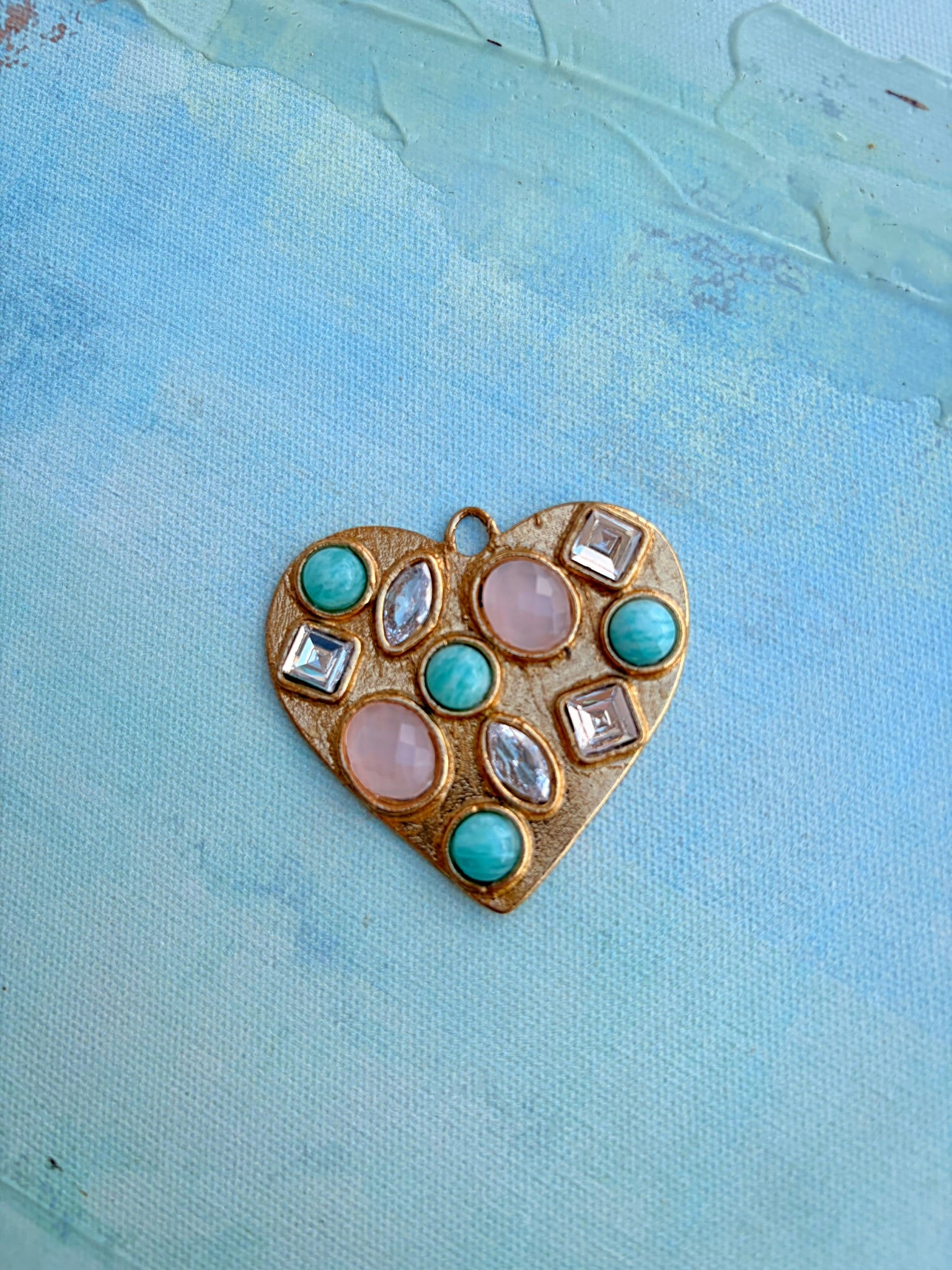 Pink & Turquoise Stone Heart Pendant