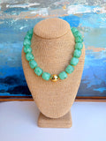 Shades of Green Cube Bead Necklace – 16.5” + Extender