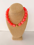 Coral Cube Bead Necklace – 16”