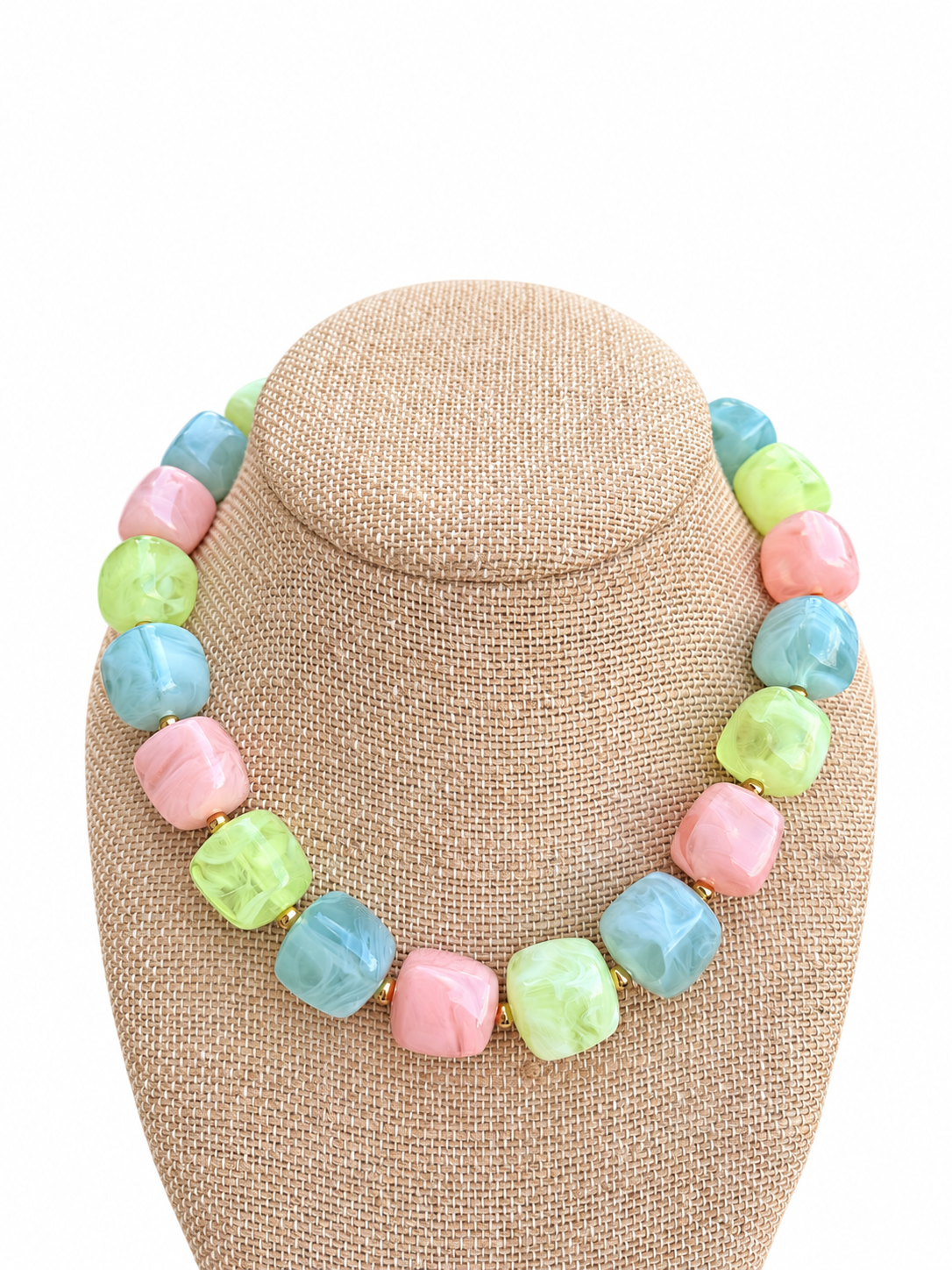 Pastel Pop Cube Bead Necklace