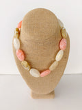 Pink Oval Beaded Necklace – 16”