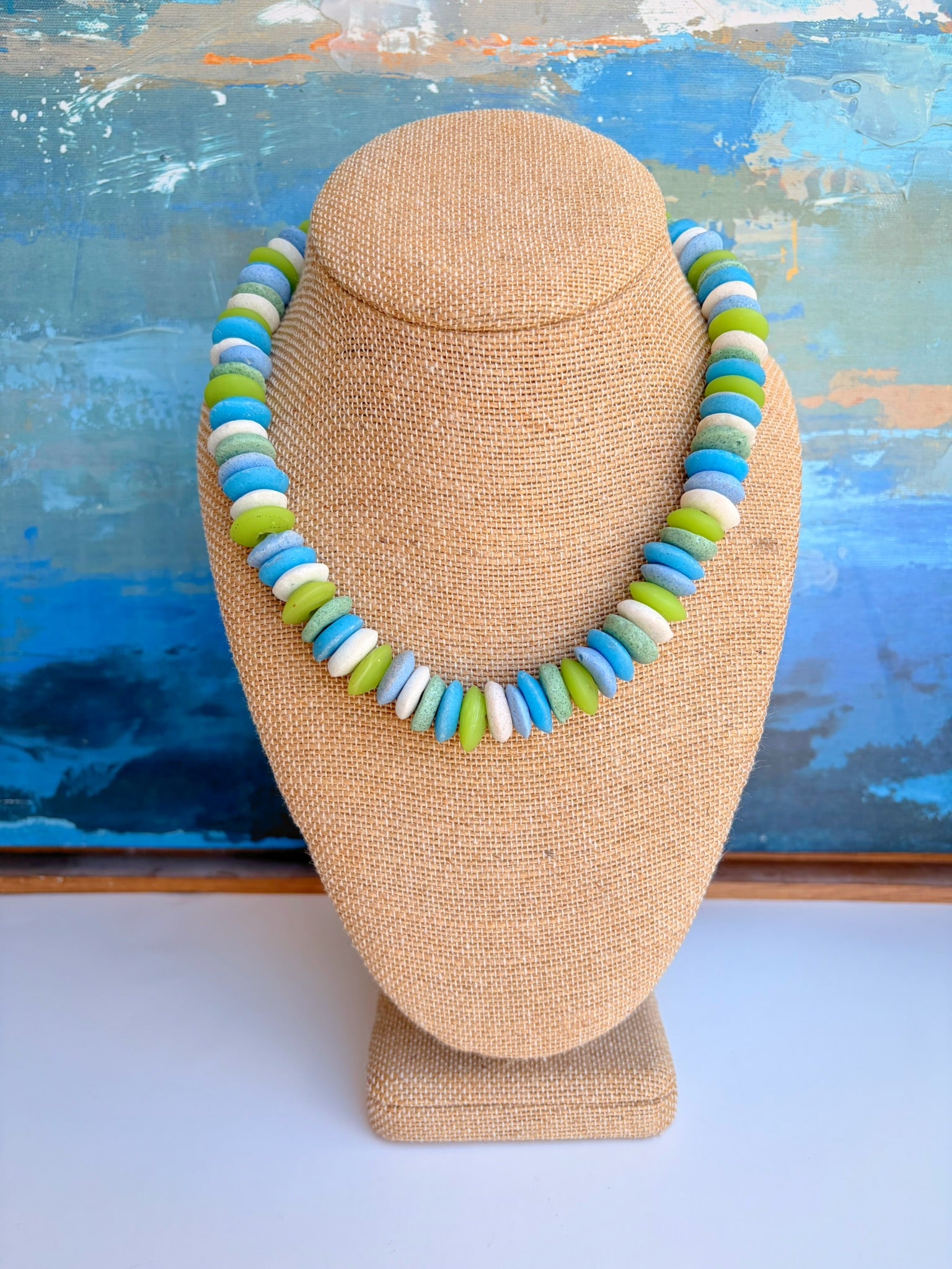 Mixed Blue & Green Addison Necklace – 16” + Extender