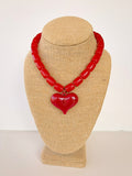 Red Heart Pendant Acrylic Necklace – 18”