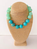 Blue & Green Bauble Beaded Necklace – 16”