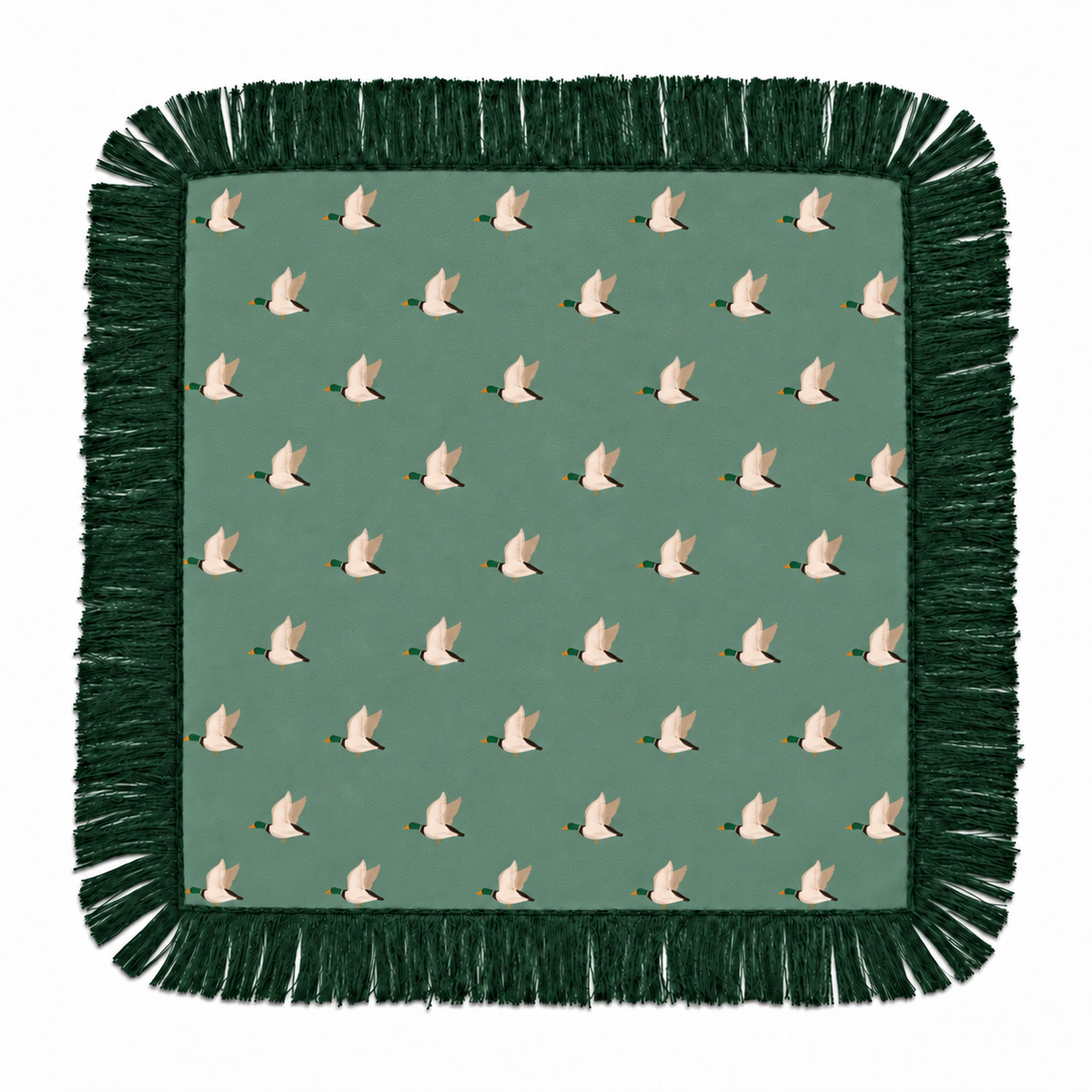 The Mallard Flight Fringe Scarf - Green Fringe. Preorder!