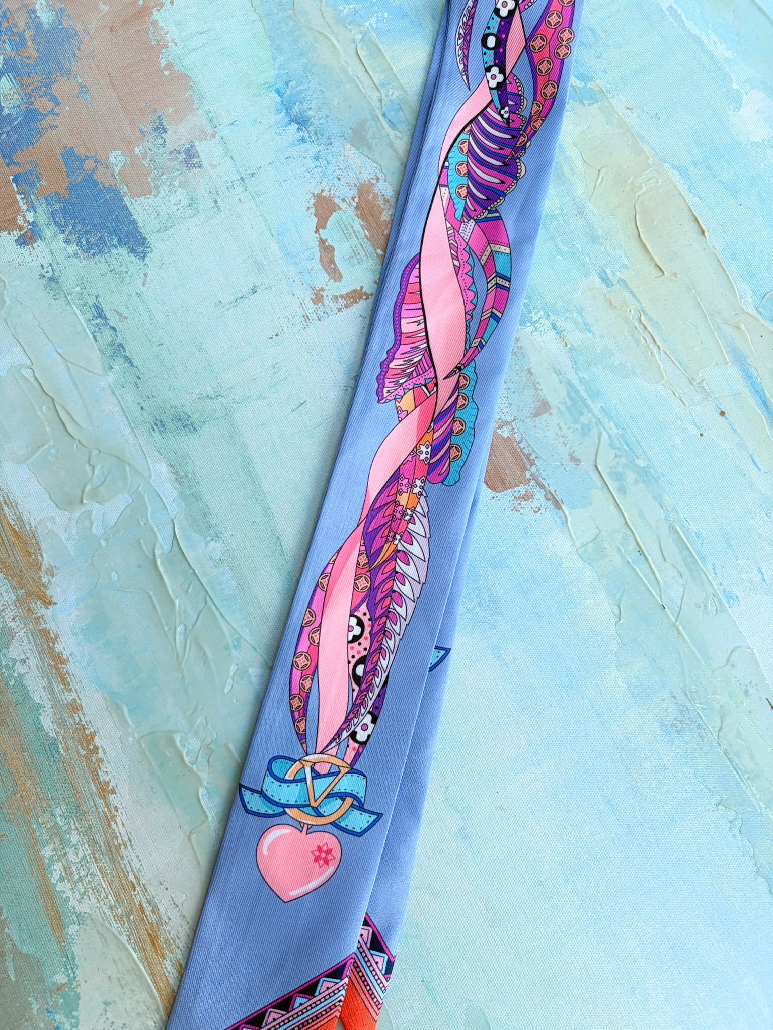 Pink & Blue Mixed Print Scarf – 34”