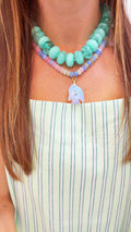 Pastel Rondelle with Clear Blue Fish Necklace