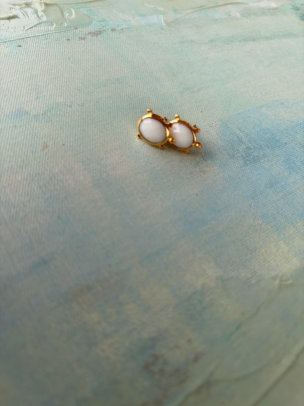 White Stone Stud Earrings