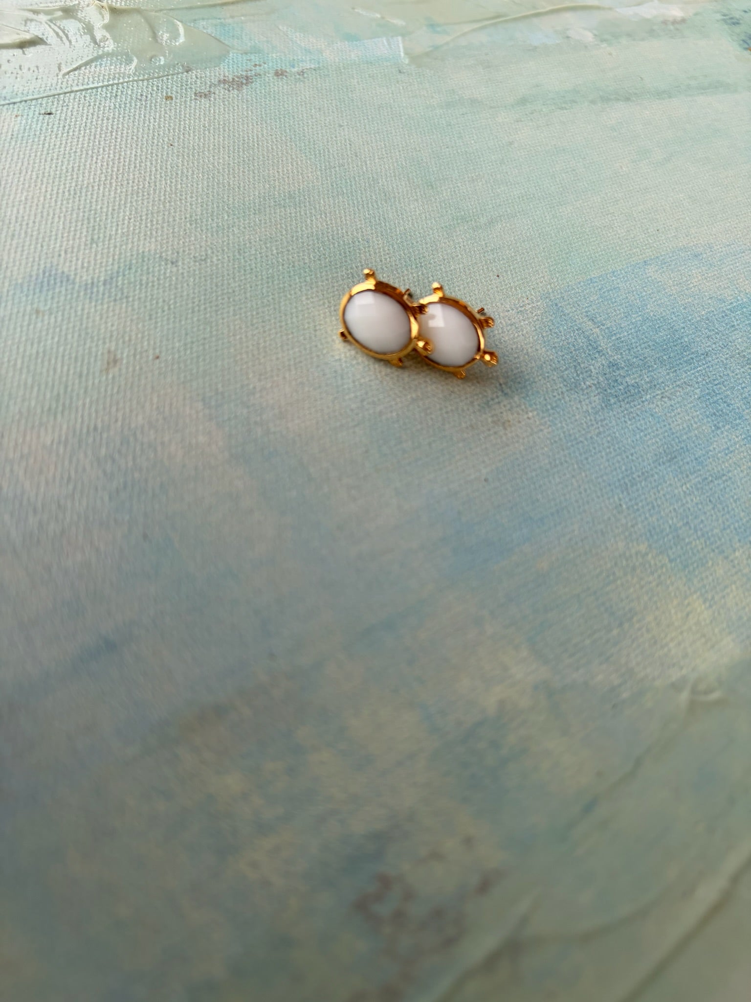 White Stone Stud Earrings