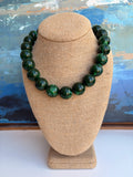 Dark Green Bauble Bead Necklace – 16” + Extender