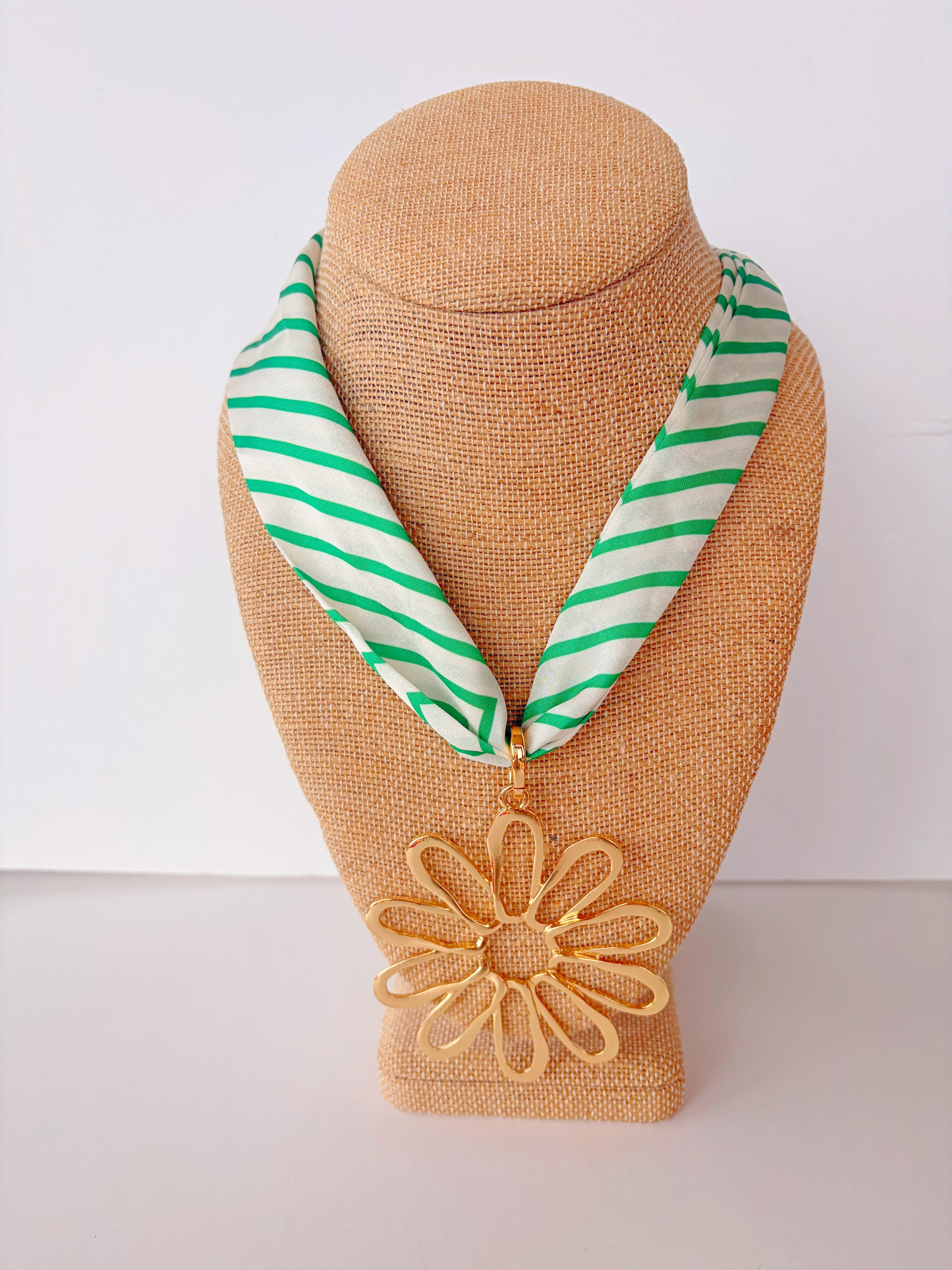 Flower Pendant Scarf Necklace