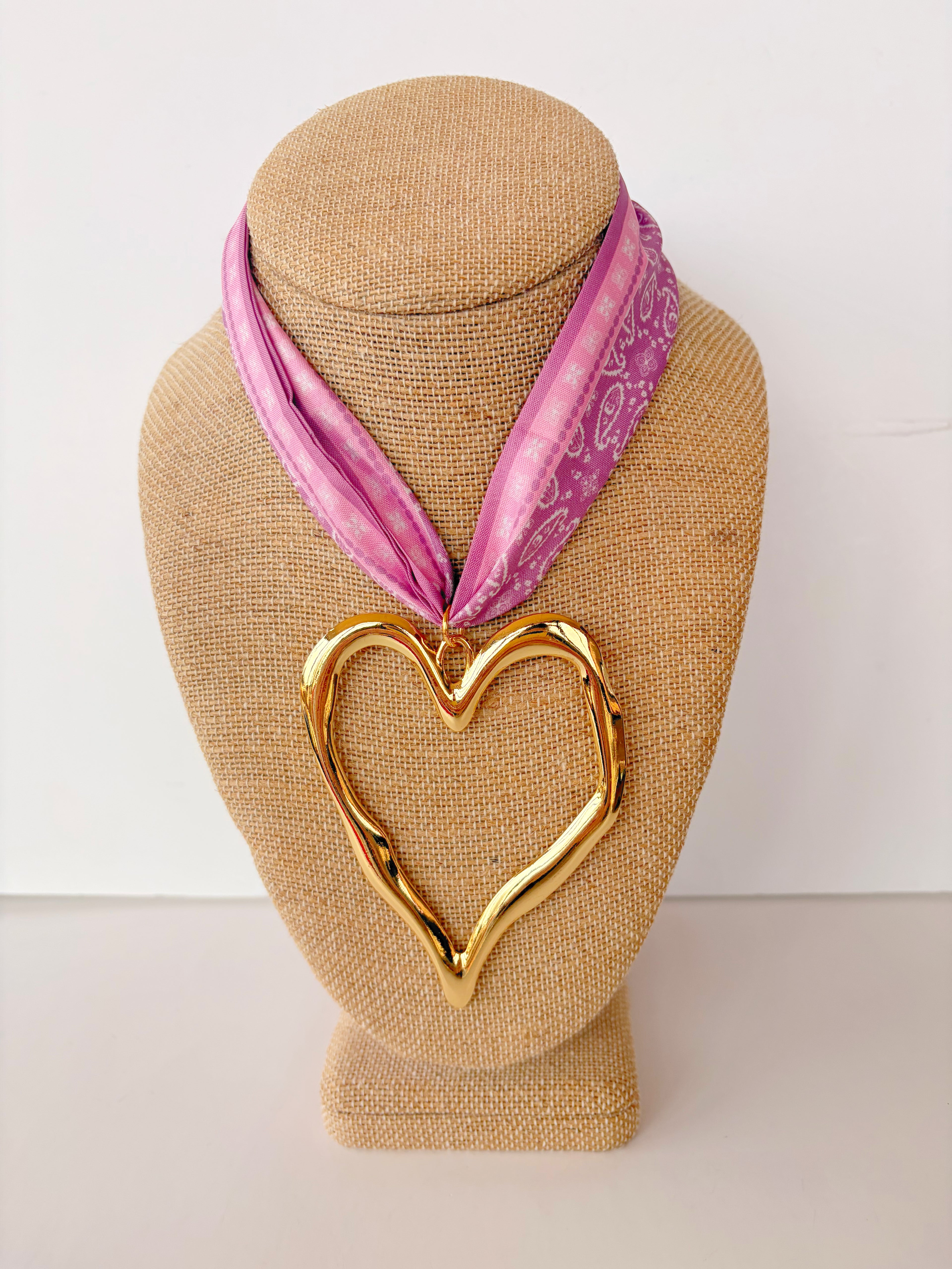 Heart Pendant Scarf Necklace