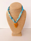 Blue Heart Pendant Scarf Necklace