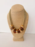 Brown and Gold Trapezoid Mesh Scarf Necklace