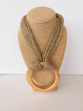Gold Pendant Scarf Necklace
