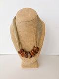 Brown Trapezoid Bead Mesh Scarf Necklace