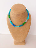 Mixed Blue + Green Rondelle Necklace