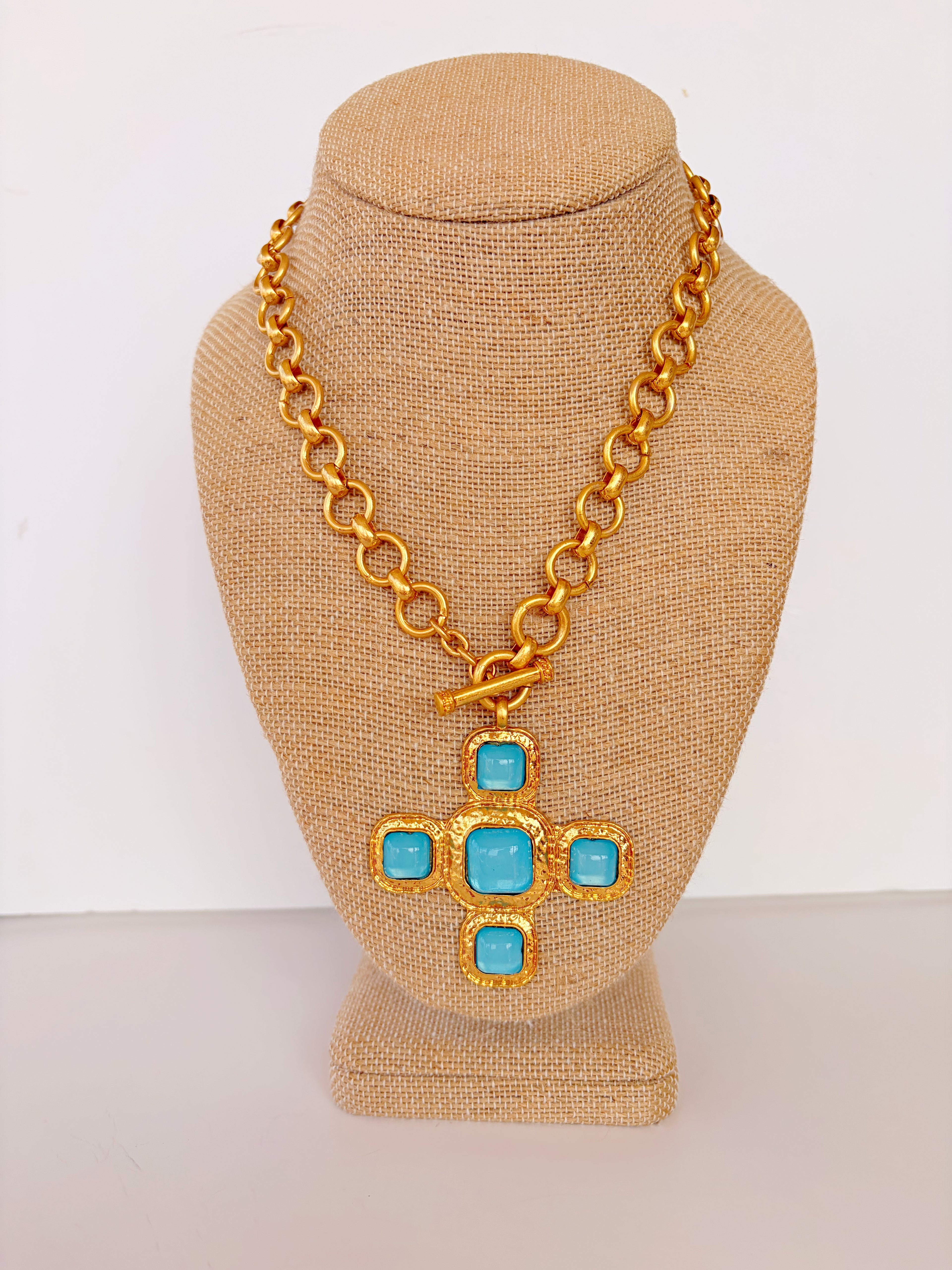 Light Blue Cross Necklace