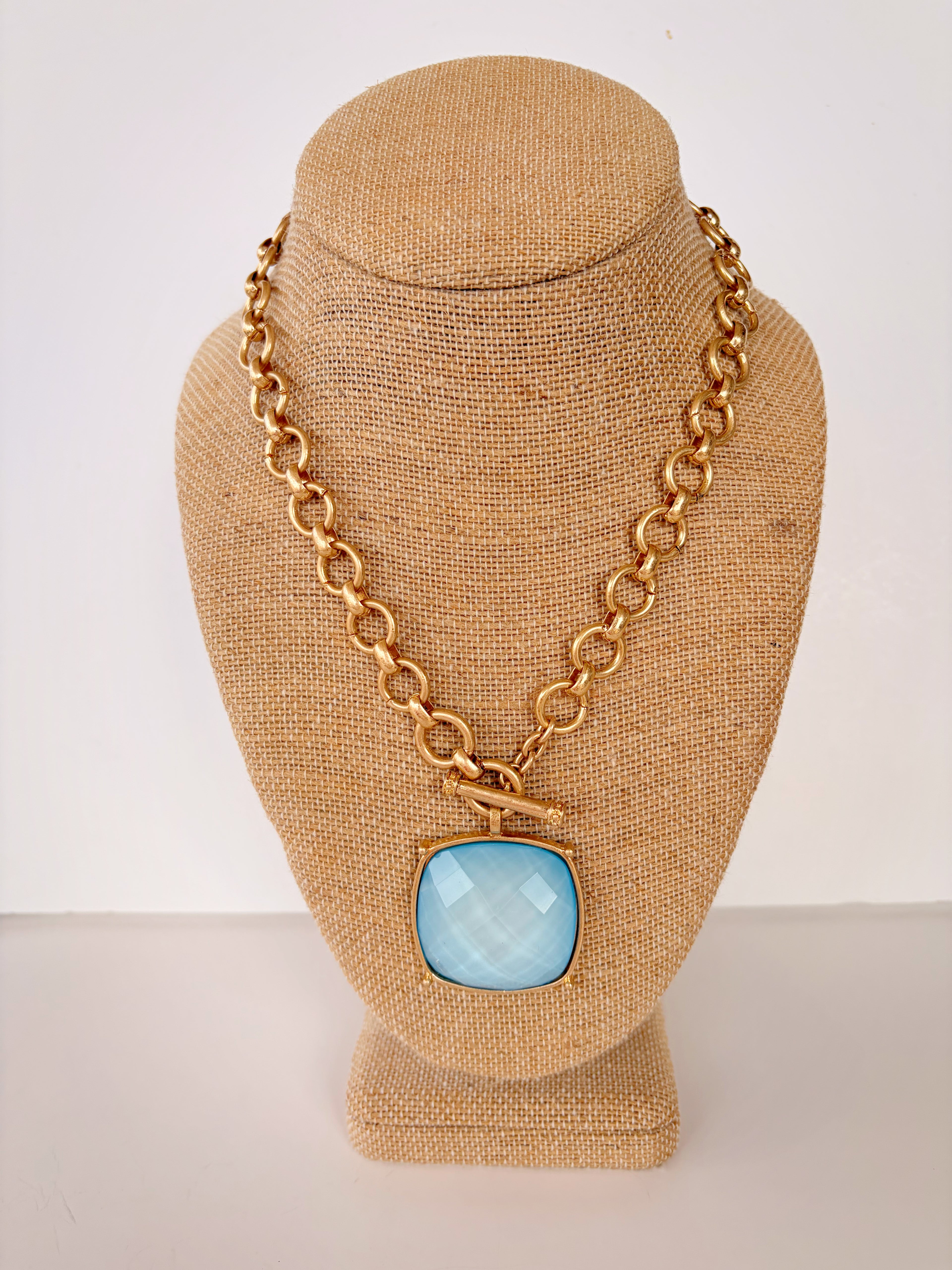 Light Blue Stone Pendant Necklace