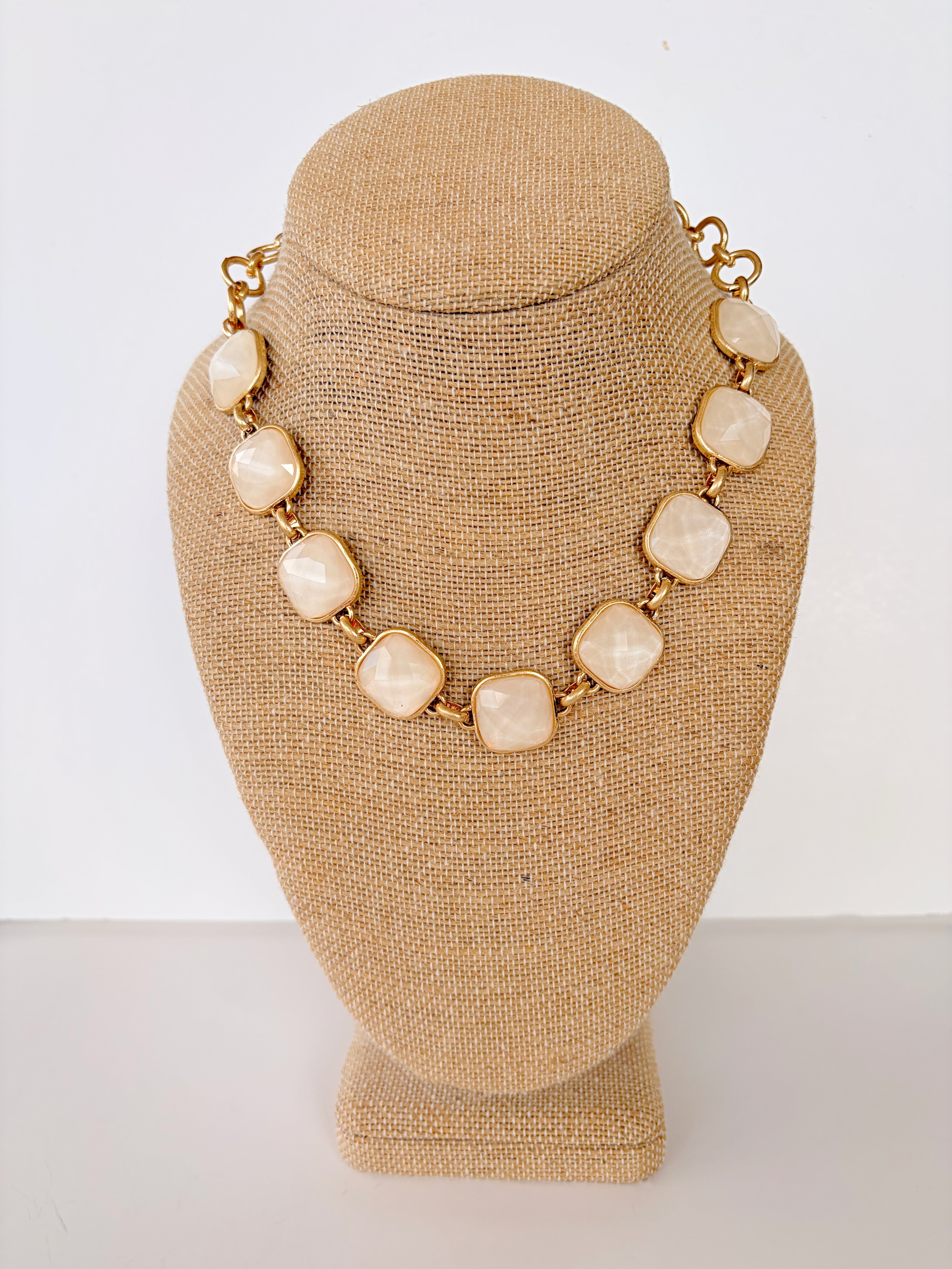 White Stone Linked Necklace