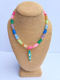 Multicolored Beaded + Blue Fish Necklace