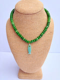 Green Rondelle necklace with light green fish charm