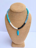 Mixed Blue Rondelle Necklace with Blue Fish Charm