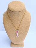 Gold Chain Pink Fish Necklace