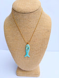 Gold Chain Blue Stone Fish
